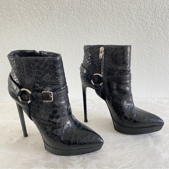 Saint Laurent Black Python platform boots - Picture 4 of 16